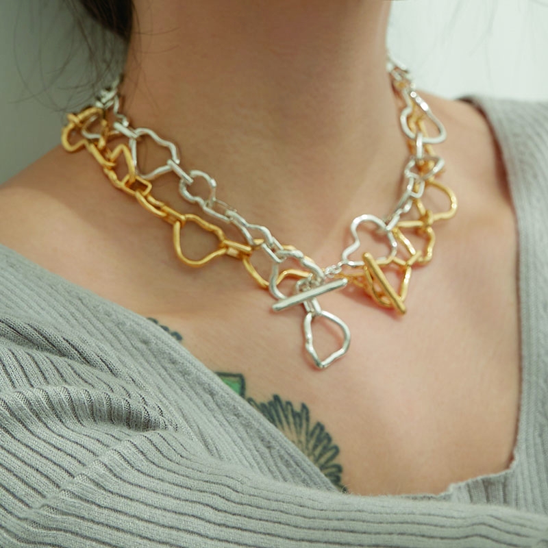 (박하선 착용) Connection Chain Necklace (Silver, Gold)